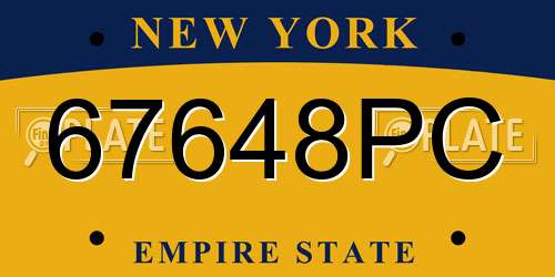 67648PC New York License Plate