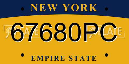 67680PC New York License Plate