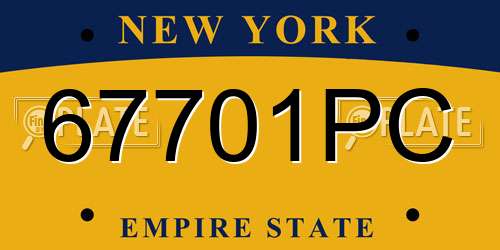 67701PC New York License Plate