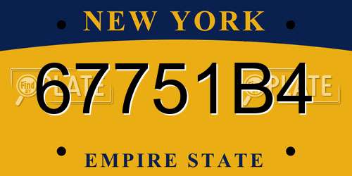 67751B4 New York License Plate