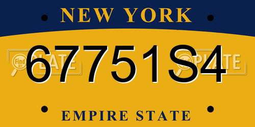 67751S4 New York License Plate