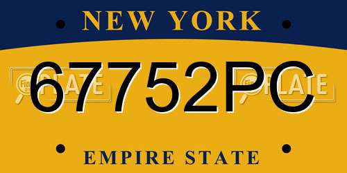 67752PC New York License Plate