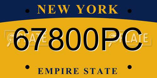 67800PC New York License Plate