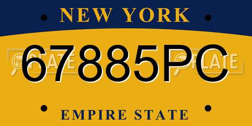 67885PC New York License Plate