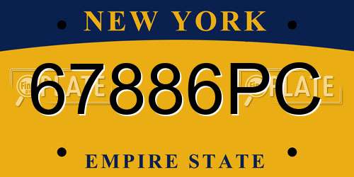 67886PC New York License Plate
