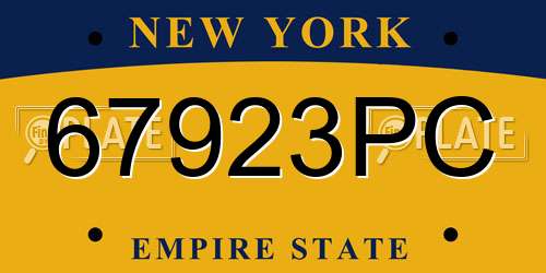 67923PC New York License Plate