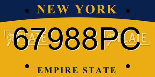 67988PC New York License Plate