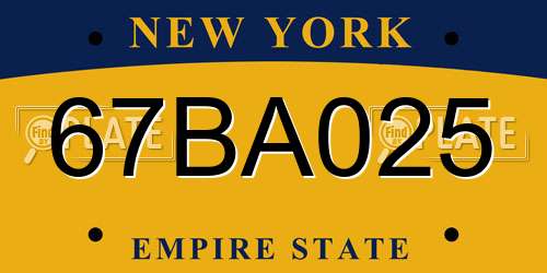 67BA025 New York License Plate