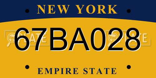 67BA028 New York License Plate