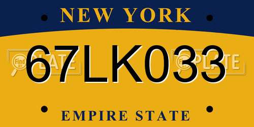 67LK033 New York License Plate
