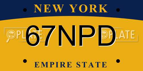 67NPD New York License Plate