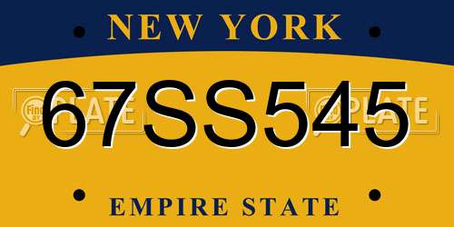 67SS545 New York License Plate