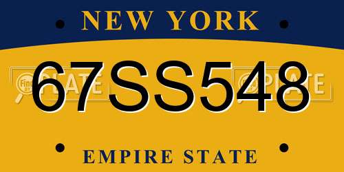 67SS548 New York License Plate