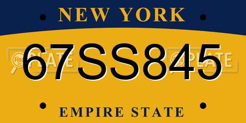 67SS845 New York License Plate
