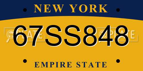 67SS848 New York License Plate