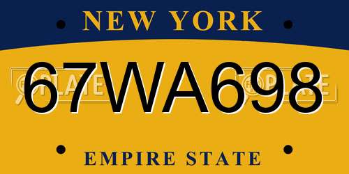 67WA698 New York License Plate