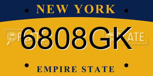 6808GK New York License Plate