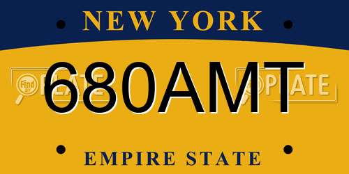 680AMT New York License Plate