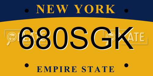 680SGK New York License Plate