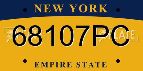 68107PC New York License Plate