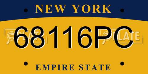 68116PC New York License Plate
