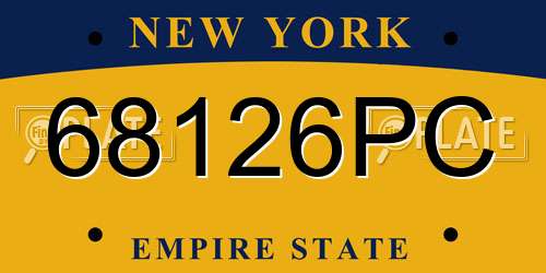 68126PC New York License Plate