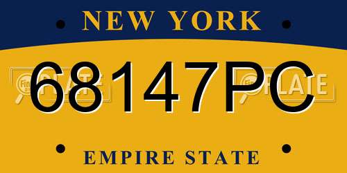68147PC New York License Plate