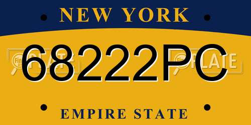 68222PC New York License Plate