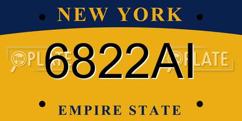 6822AI New York License Plate