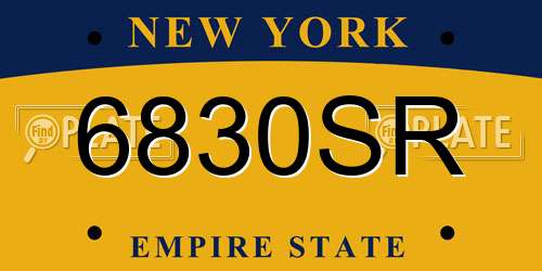 6830SR New York License Plate