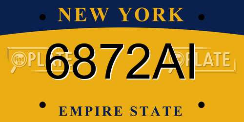 6872AI New York License Plate