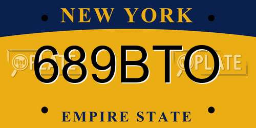 689BTO New York License Plate