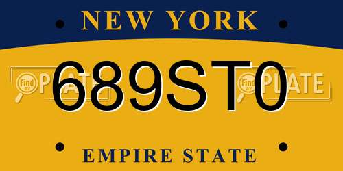 689ST0 New York License Plate