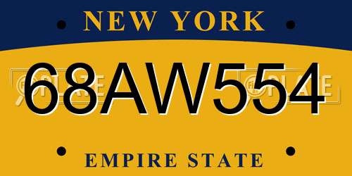 68AW554 New York License Plate