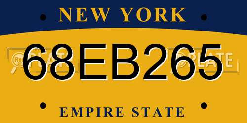 68EB265 New York License Plate