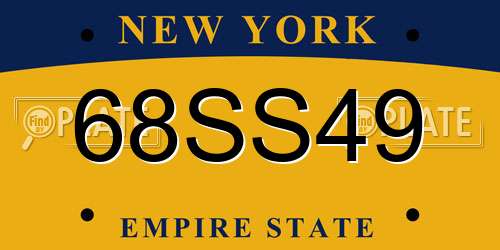 68SS49 New York License Plate