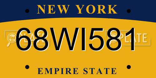 68WI581 New York License Plate