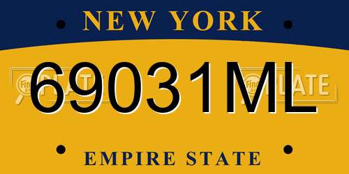 69031ML New York License Plate