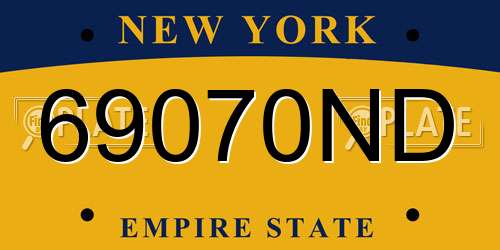 69070ND New York License Plate