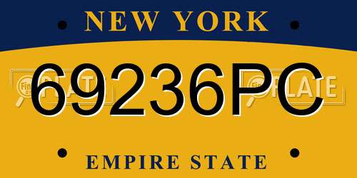 69236PC New York License Plate