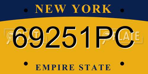 69251PC New York License Plate