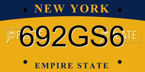 692GS6 New York License Plate