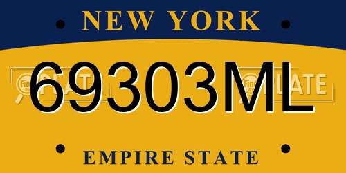 69303ML New York License Plate