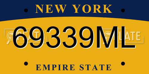 69339ML New York License Plate