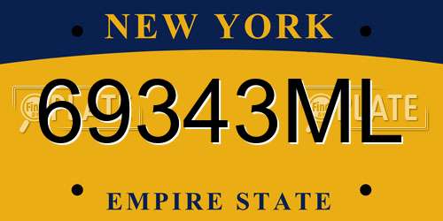 69343ML New York License Plate