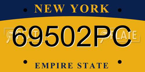 69502PC New York License Plate
