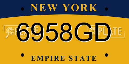 6958GD New York License Plate