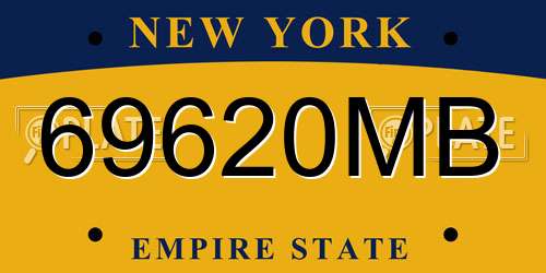 69620MB New York License Plate
