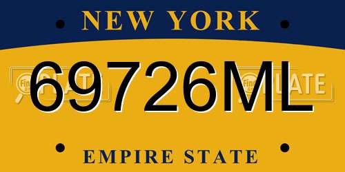 69726ML New York License Plate