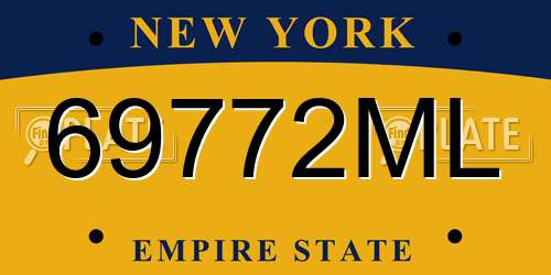 69772ML New York License Plate